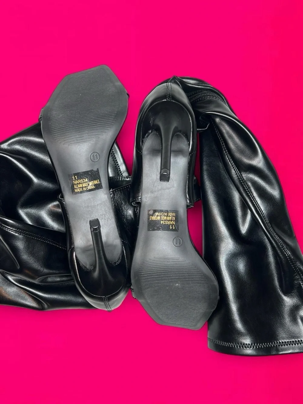 Fashion Nova Black Over-The-Knee Stiletto Sandal Boots